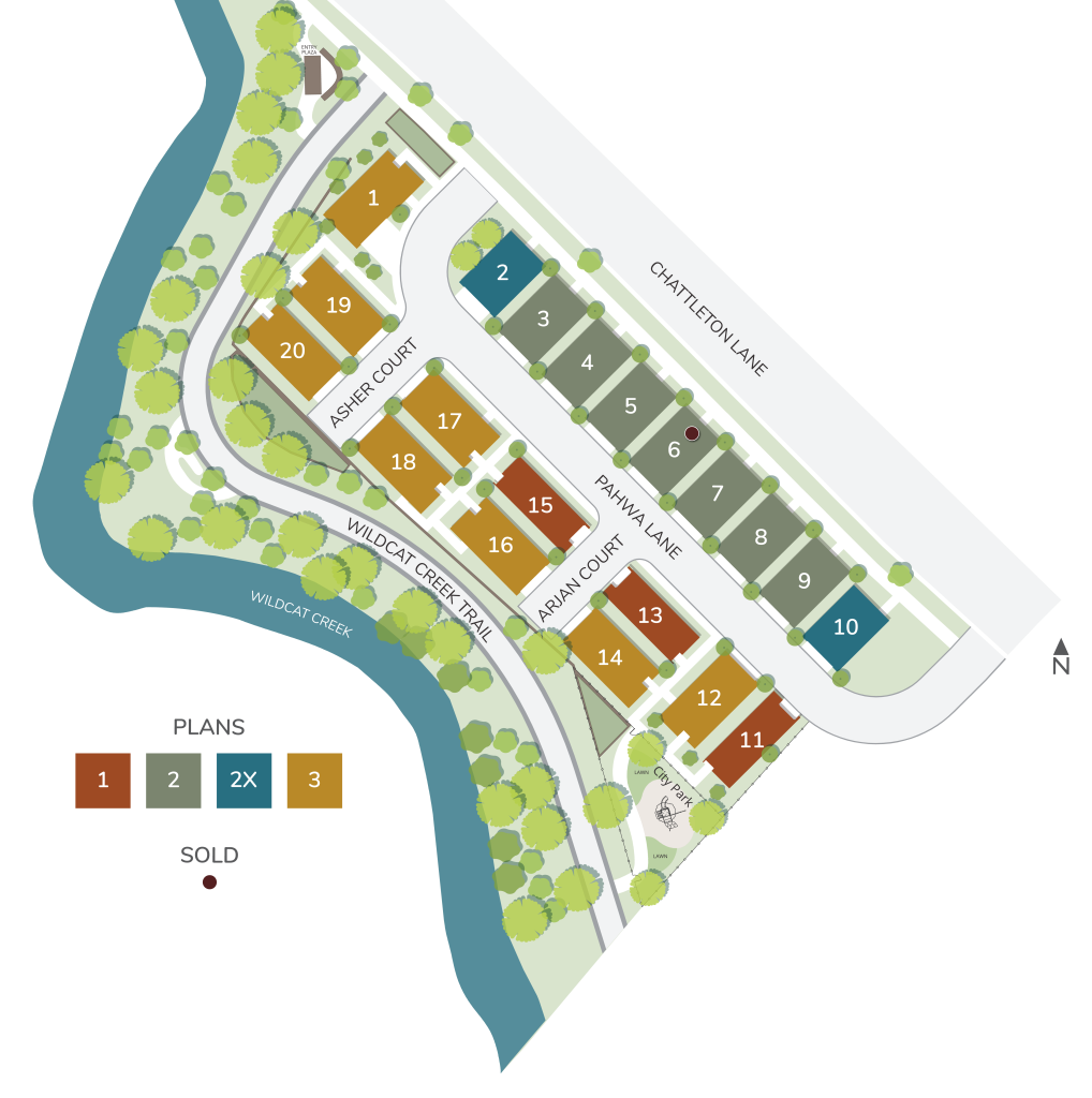 Bay Valley Chattleton Place San Pablo, CA map with labels for housing plans and sold homes - updated March 21, 2025.